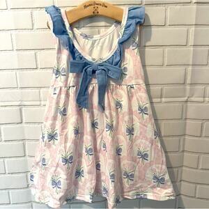 Toddler Girls Size 2T Honeydew USA Pink Blue Spring Summer Dress Flowers Bows